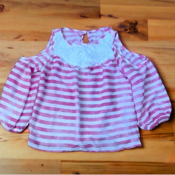 Abercrombie kids pink and white striped blouse - Picture 7 of 16